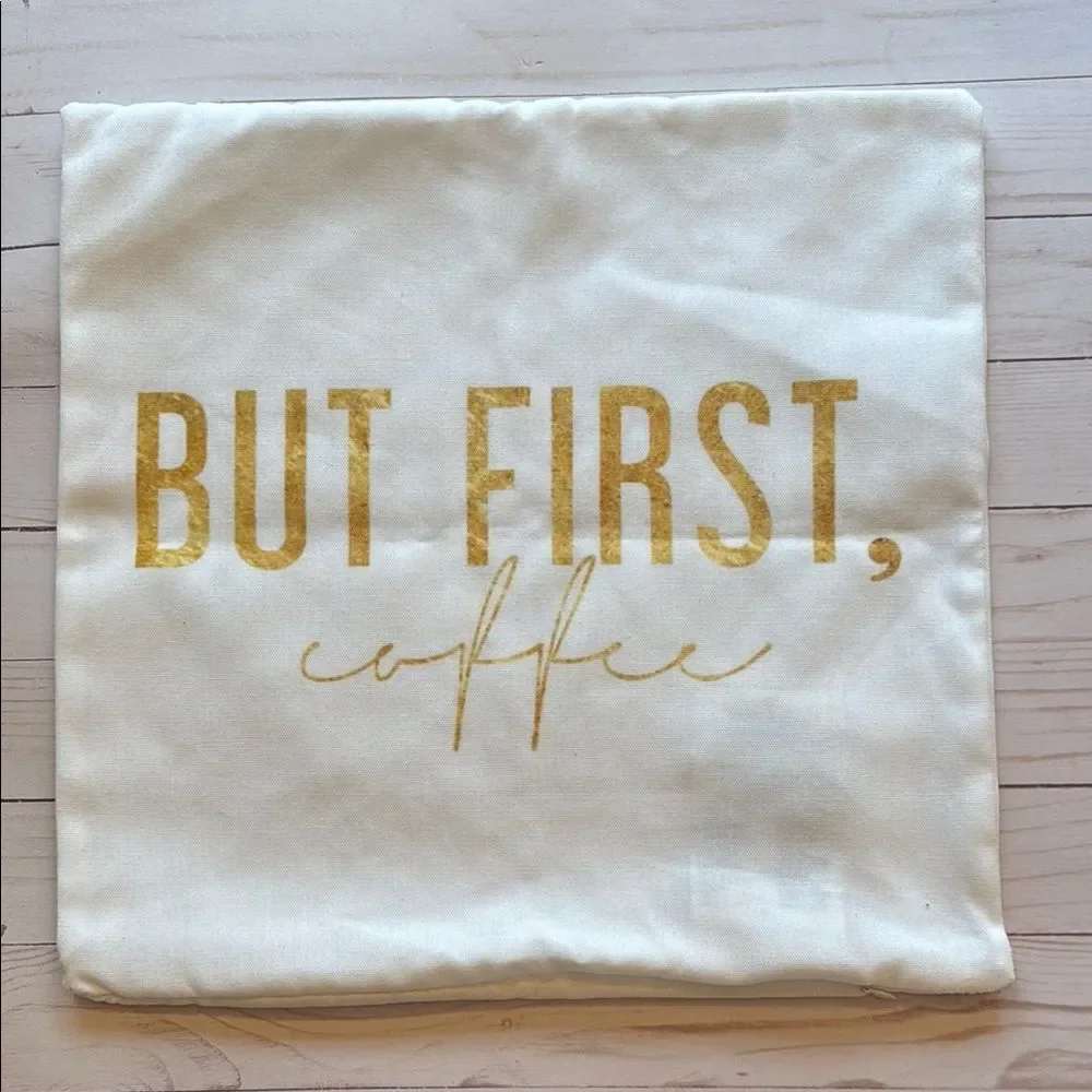 White Gold Pillow Cover Coffee Lover